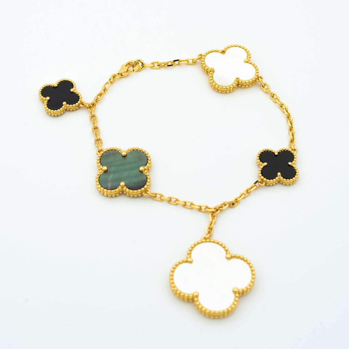 [Rani Jewelry]CLOVER BRACELET 5 MOTIFS ONYX MOP