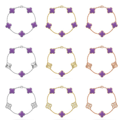 [Rani Jewelry]CLOVER 5 MOTIF LIGHT PURPLE BRACELET COLLECTION