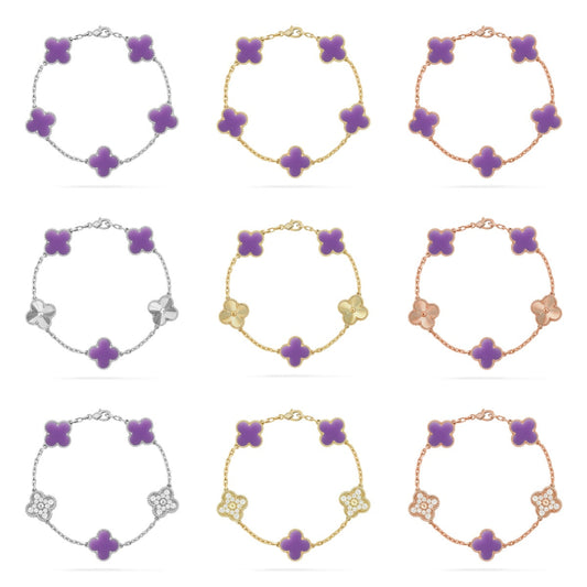 [Rani Jewelry]CLOVER 5 MOTIF LIGHT PURPLE BRACELET COLLECTION
