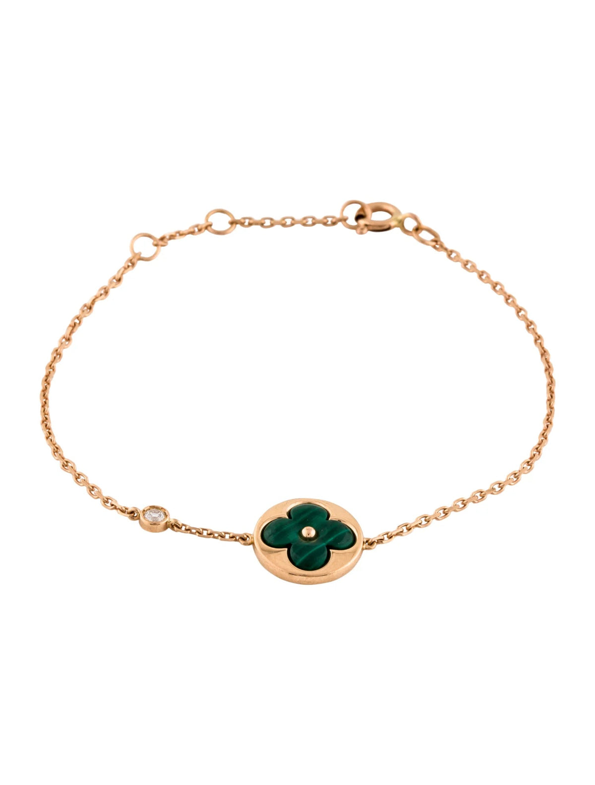 [Rani Jewelry]SUN MALACHITE 1 DIAMOND PINK GOLD BRACELET