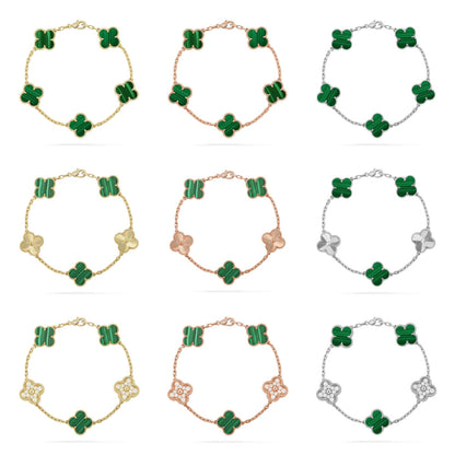 [Rani Jewelry] CLOVER 5 MOTIF MALACHITE BRACELET COLLECTION