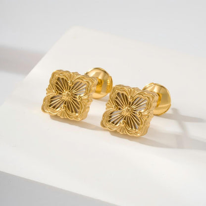 [Rani Jewelry JEWELRY]OPERA TULLE GOLD BUTTON EARRINGS ENAMELED ELEMENT