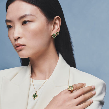 [Rani Jewelry JEWELRY]OPERA TULLE GOLD BUTTON EARRINGS ENAMELED ELEMENT