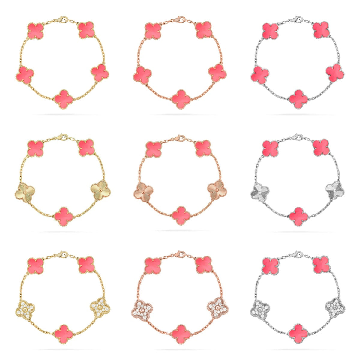 [Rani Jewelry] CLOVER 5 MOTIFS  PINK MOP BRACELET COLLECTION