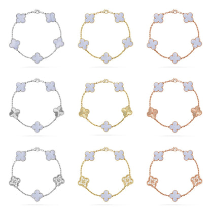 [Rani Jewelry] CLOVER 5 MOTIF PURPLE CHALCEDONY BRACELET COLLECTION