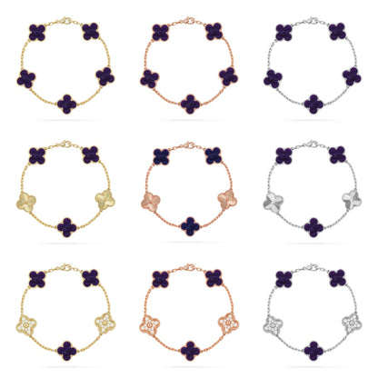 [Rani Jewelry]CLOVER 5 MOTIF PURPLE STRIPES BRACELET COLLECTION