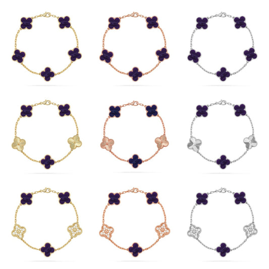 [Rani Jewelry]CLOVER 5 MOTIF PURPLE STRIPES BRACELET COLLECTION