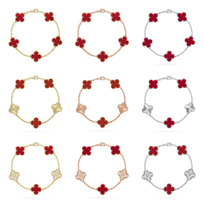 [Rani Jewelry] CLOVER 5 MOTIF RED CORNELIAN BRACELET COLLECTION