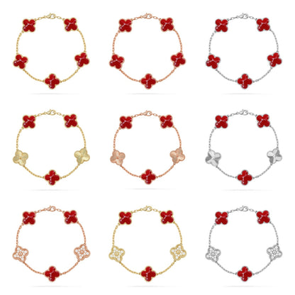 [Rani Jewelry]CLOVER 5 MOTIF RED PATTERN BRACELET COLLECTION