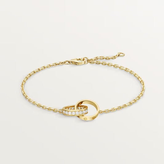 [Rani Jewelry] LOVE DOUBLE RING HALF DIAMOND BRACELET