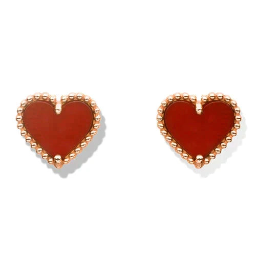 [Rani Jewelry]HEART CARNELIAN STUD EARRINGS