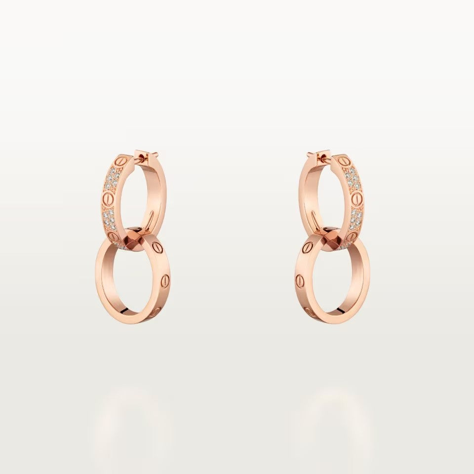 [Rani Jewelry] LOVE 3.3MM DANGLE HALF DIAMOND EARRINGS