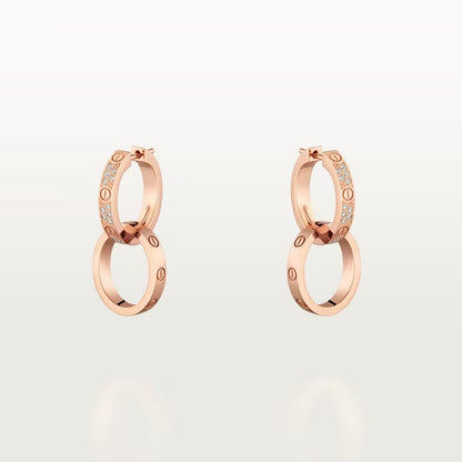 [Rani Jewelry] LOVE 3.3MM DANGLE HALF DIAMOND EARRINGS