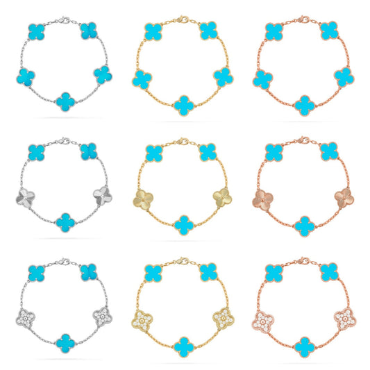 [Rani Jewelry] CLOVER 5 MOTIF TURQUOISE BRACELET COLLECTION