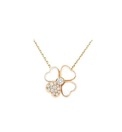 [Rani Jewelry]CLOVER MOP DIAMOND ROSE GOLD NECKLACE
