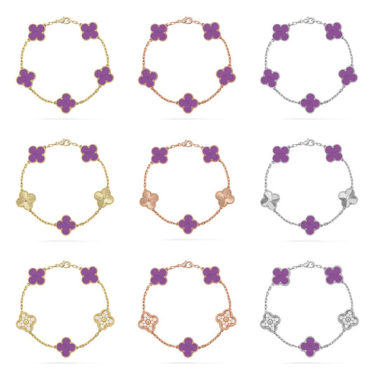 [Rani Jewelry] CLOVER 5 MOTIF VIOLET BRACELET COLLECTION