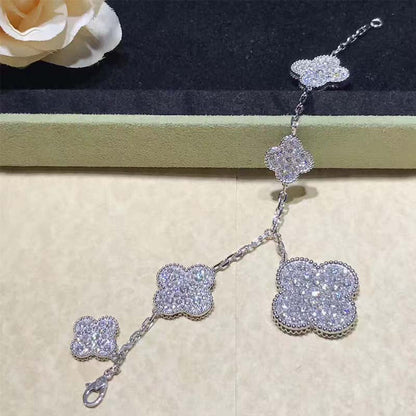[Rani Jewelry]CLOVER 6 MOTIFS SILVER DIAMOND BRACELET
