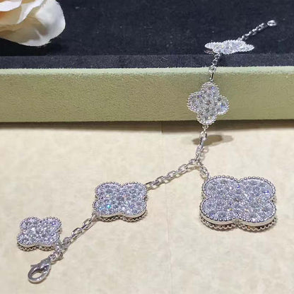 [Rani Jewelry]CLOVER 6 MOTIFS SILVER DIAMOND BRACELET