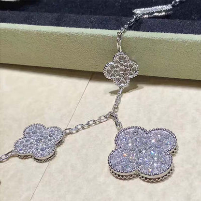 [Rani Jewelry]CLOVER 6 MOTIFS SILVER DIAMOND BRACELET