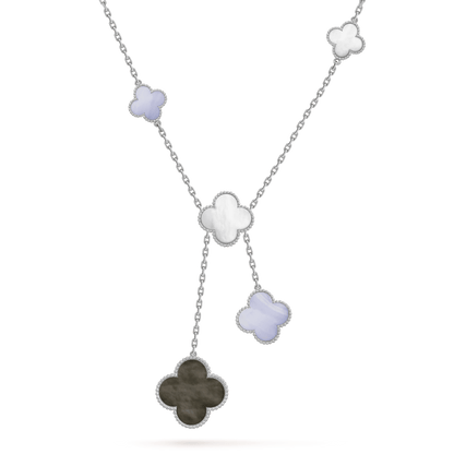 [Rani Jewelry]CLOVER MOP CHALCEDONY NECKLACE SILVER 6 MOTIF