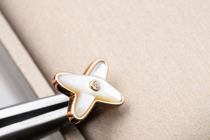 [Rani Jewelry]JEUX DE WHITE MOP ROSE GOLD DIAMOND EARRINGS