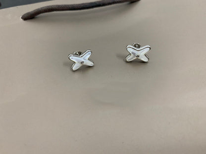 [Rani Jewelry]JEUX DE WHITE MOP SILVER DIAMOND EARRINGS