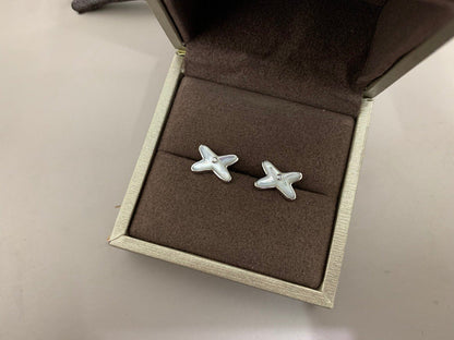 [Rani Jewelry]JEUX DE WHITE MOP SILVER DIAMOND EARRINGS