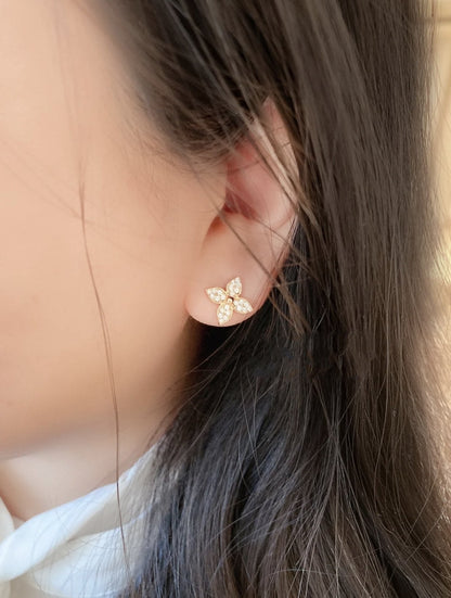 [Rani Jewelry]STAR BLOSSOM STUD EARRINGS PINK GOLD DIAMONDS