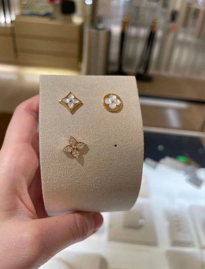 [Rani Jewelry]STAR BLOSSOM STUD EARRINGS PINK GOLD DIAMONDS