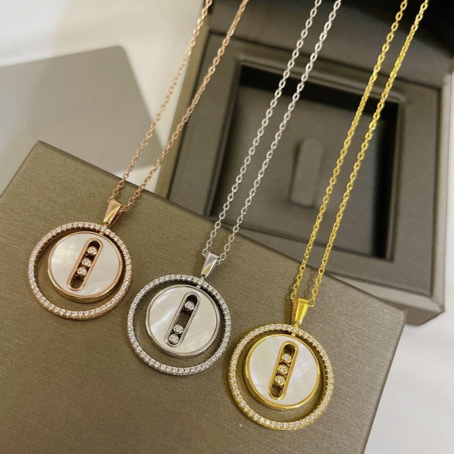 [Rani Jewelry]LUCKY MOVE MM NACRE BLANCHE DIAMOND NECKLACE