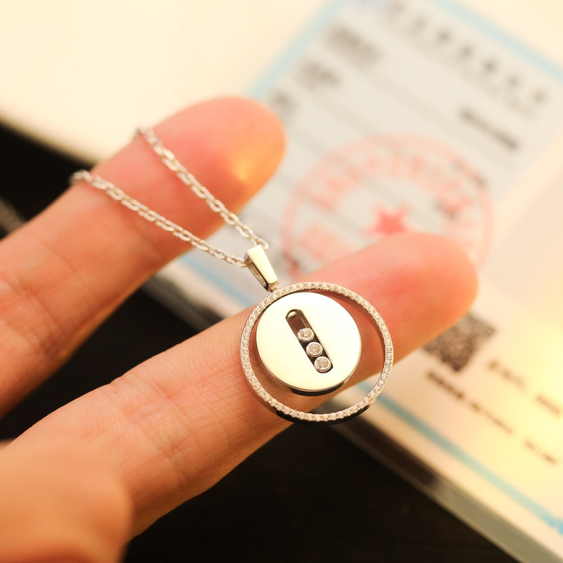 [Rani Jewelry]LUCKY MOVE MM SILVER DIAMOND NECKLACE