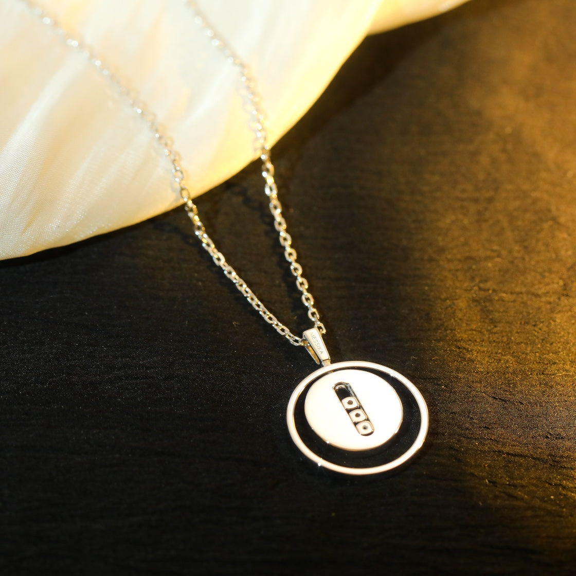 [Rani Jewelry]LUCKY MOVE MM SILVER DIAMOND NECKLACE