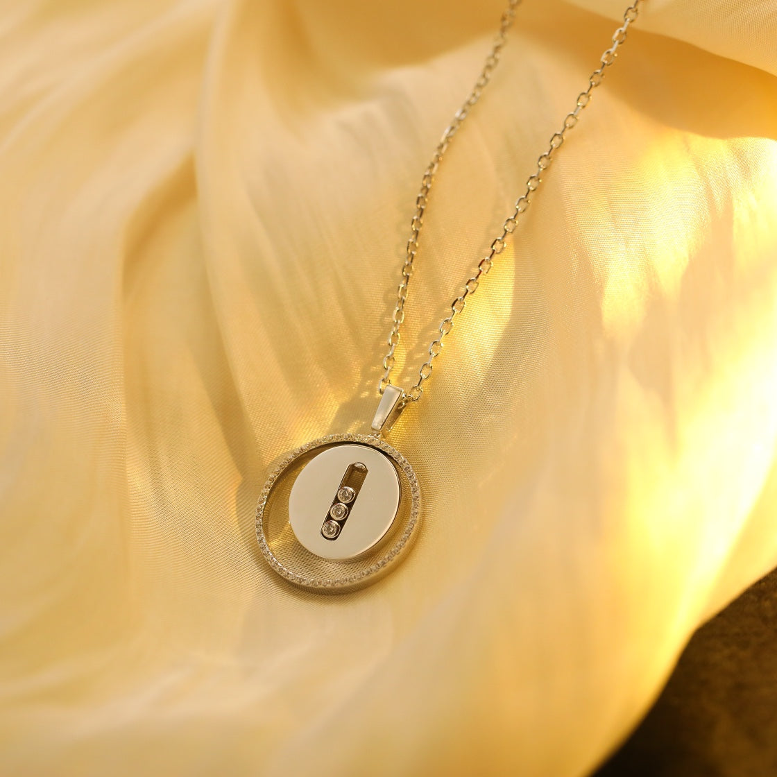 [Rani Jewelry]LUCKY MOVE MM SILVER DIAMOND NECKLACE
