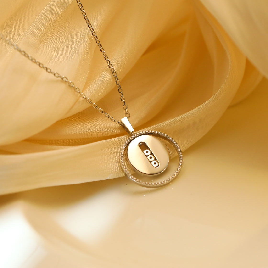 [Rani Jewelry]LUCKY MOVE MM SILVER DIAMOND NECKLACE