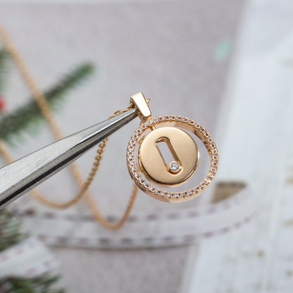 [Rani Jewelry]LUCKY MOVE PM NECKLACE PINK GOLD DIAMOND