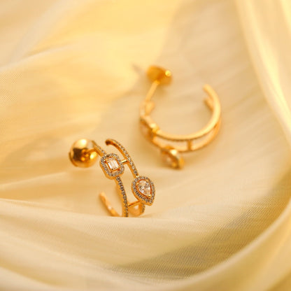 [Rani Jewelry]CREOLES MY TWIN 2 RANGS SILVER DIAMOND EARRINGS