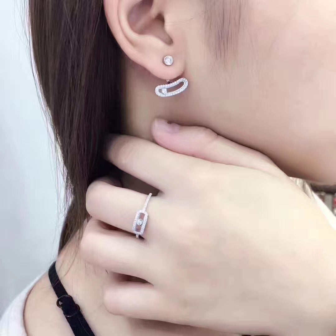 [Rani Jewelry]MOVE UNO SILVER DIAMOND EARRINGS