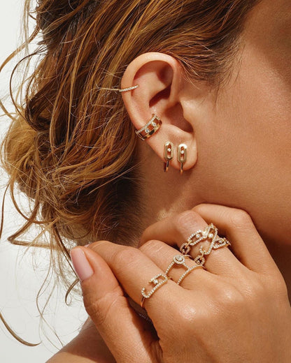 [Rani Jewelry]CREOLES MOVE UNO MINI 1 DIAMOND EARRINGS