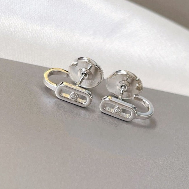 [Rani Jewelry]CREOLES MOVE UNO MINI 1 DIAMOND EARRINGS