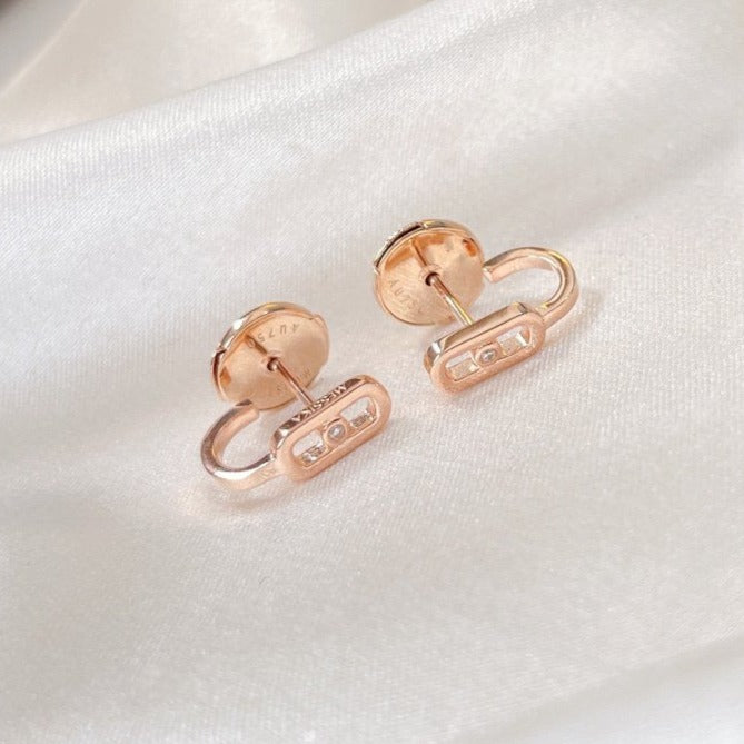 [Rani Jewelry]CREOLES MOVE UNO MINI 1 DIAMOND EARRINGS