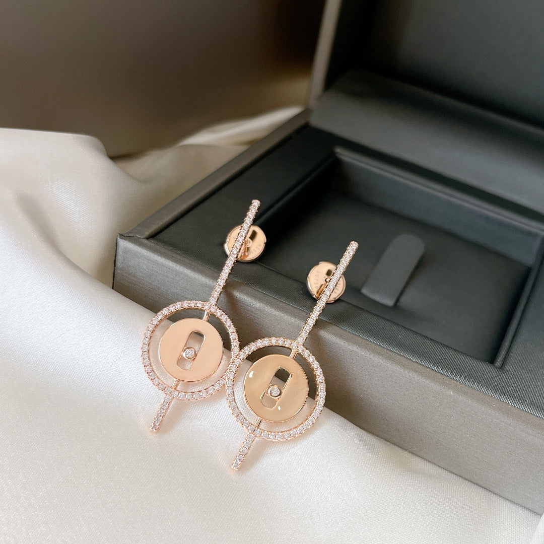 [Rani Jewelry]LUCKY MOVE ARROW PINK GOLD DIAMOND EARRINGS