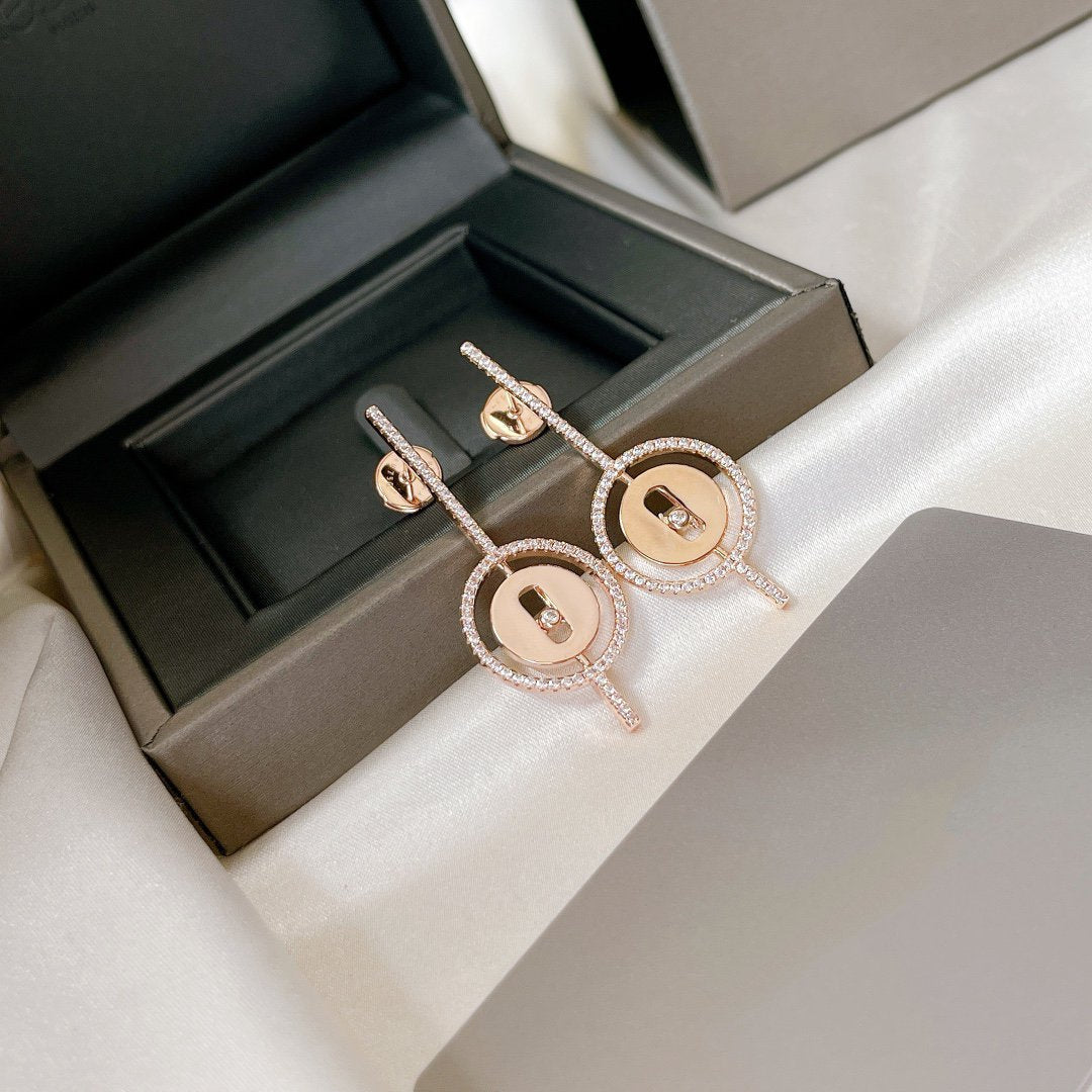 [Rani Jewelry]LUCKY MOVE ARROW PINK GOLD DIAMOND EARRINGS