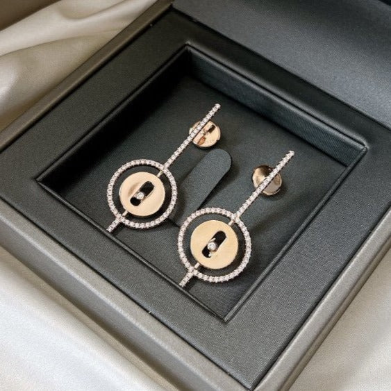 [Rani Jewelry]LUCKY MOVE ARROW PINK GOLD DIAMOND EARRINGS