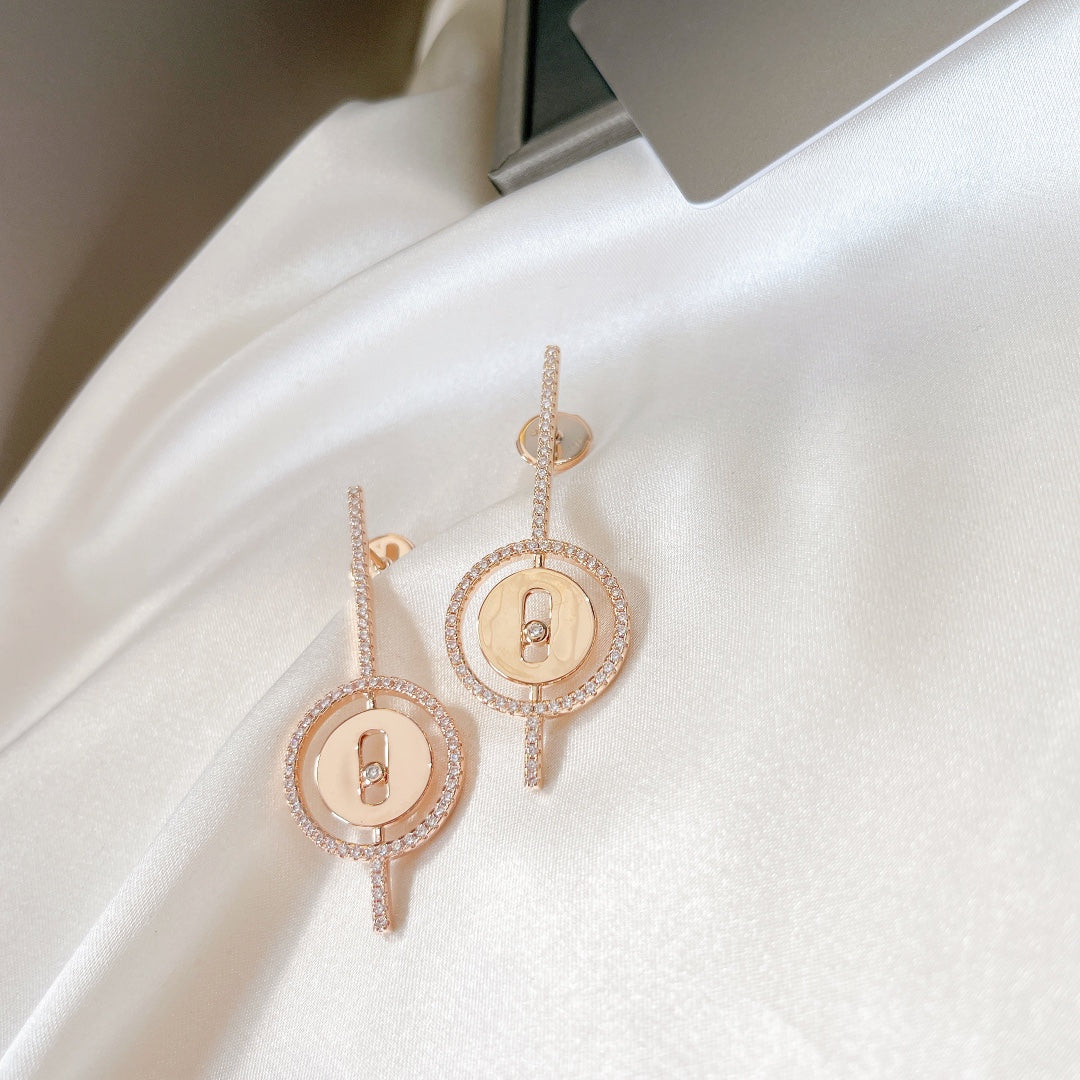 [Rani Jewelry]LUCKY MOVE ARROW PINK GOLD DIAMOND EARRINGS