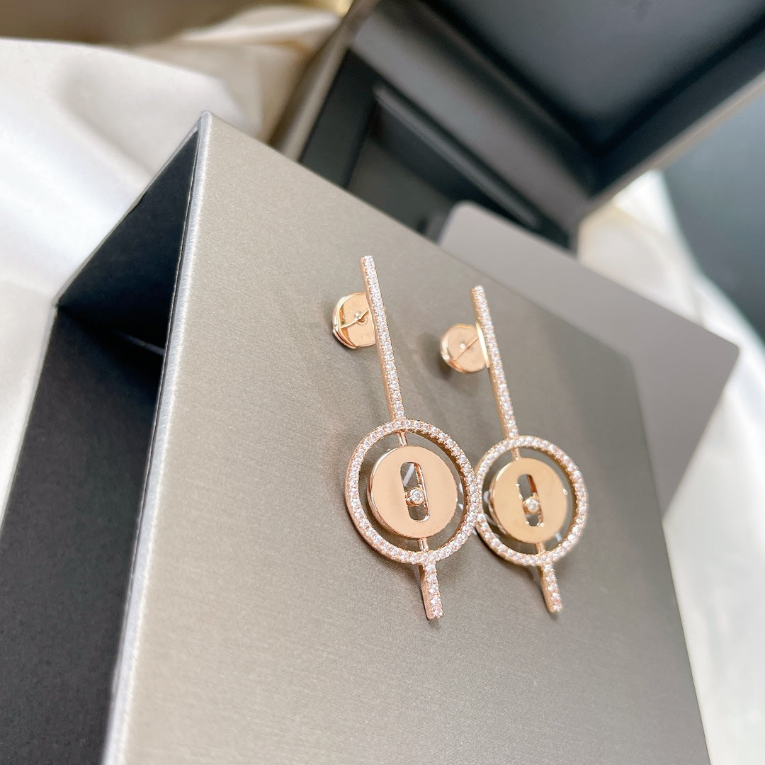 [Rani Jewelry]LUCKY MOVE ARROW PINK GOLD DIAMOND EARRINGS