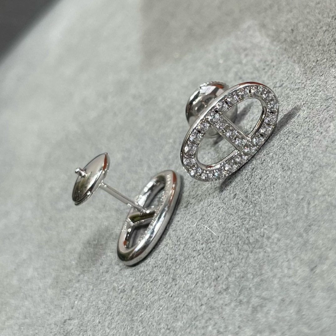 [Rani Jewelry]HM FULL DIAMOND PIG NOSE STUD EARRINGS