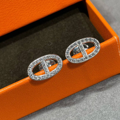 [Rani Jewelry]HM FULL DIAMOND PIG NOSE STUD EARRINGS