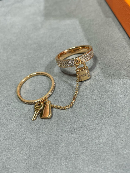 [Rani Jewelry]HM KELLY CLOCHETTE DOUBLE RING IN  WITH DIAMONDS