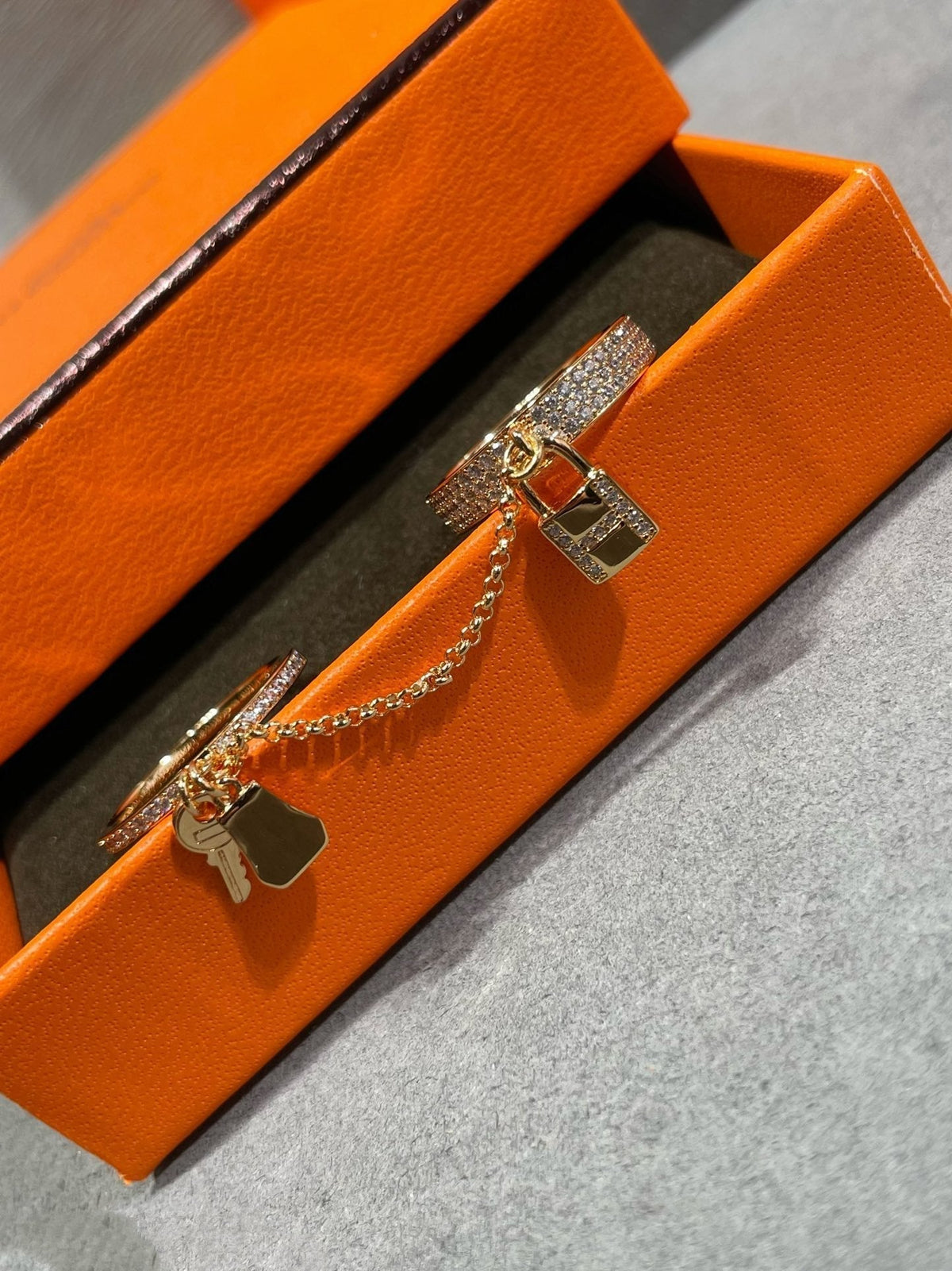 [Rani Jewelry]HM KELLY CLOCHETTE DOUBLE RING IN  WITH DIAMONDS