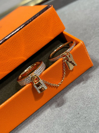 [Rani Jewelry]HM KELLY CLOCHETTE DOUBLE RING IN  WITH DIAMONDS